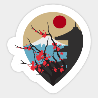 Mount Fuji and Cherry Blossoms in Japan Sticker